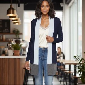 Cashmere Cashmere Blue Grey Colorblock Cardigan